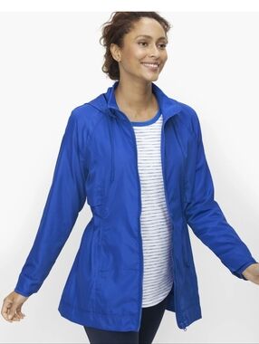 T By Talbots Lightweight Hooded Jacket - Royal Blue Sz.XL NWT